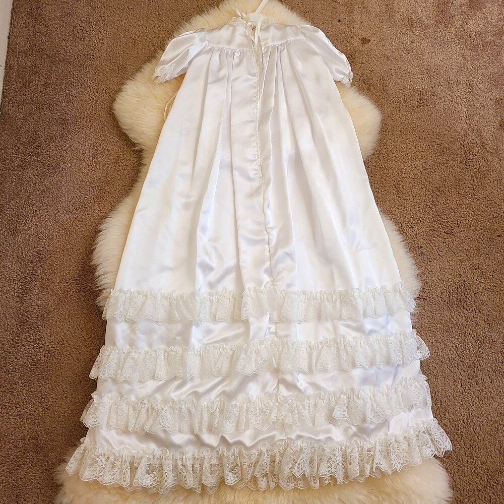 Vintage Angel Wear Satin Christening/Baptism Gown & Bonnet 4 Piece Set